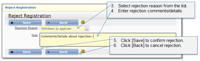 E Rejency Reject/Withdraw