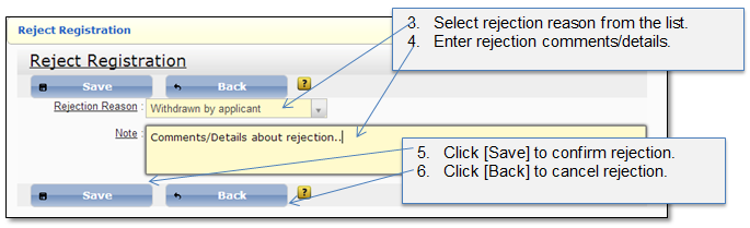 Rejection Bracket Reject/Withdraw