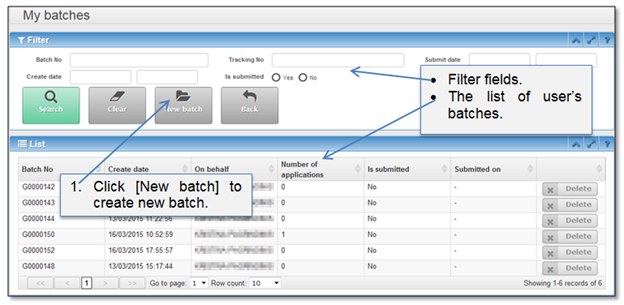 Create new batch