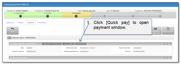 How to initiate quick payment