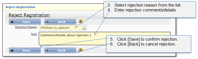 Rejection Checklist Reject/Withdraw